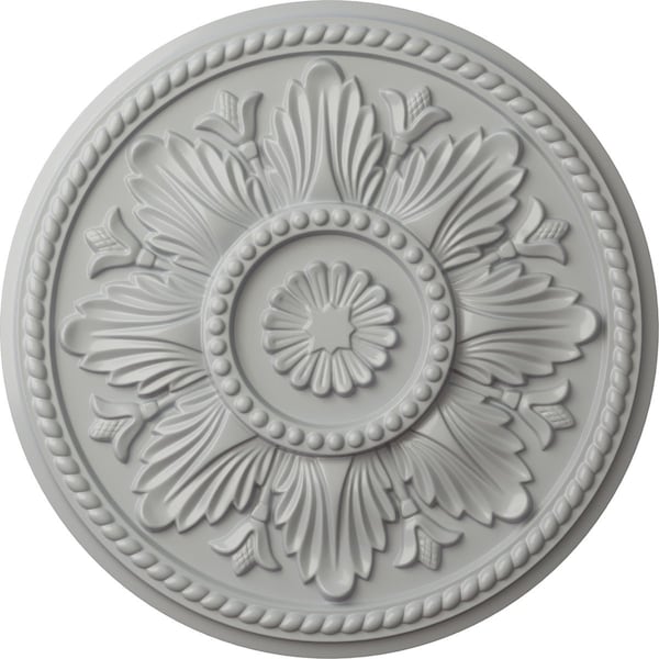 Ekena Millwork Edinburgh Ceiling Medallion (Fits Canopies up to 5 1/4"), Hand-Painted Frost, 18"OD x 1 3/4"P CM18EDFRF - main